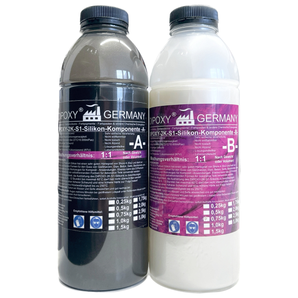 Dubliersilikon Premium 2 Komponenten Silikon  für Epoxidharz, Beton, Seife, Wachs, usw. Typ S1